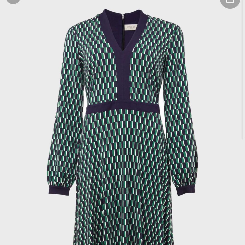 HOBBS SAMARA JERSEY GEO V NECK DRESS